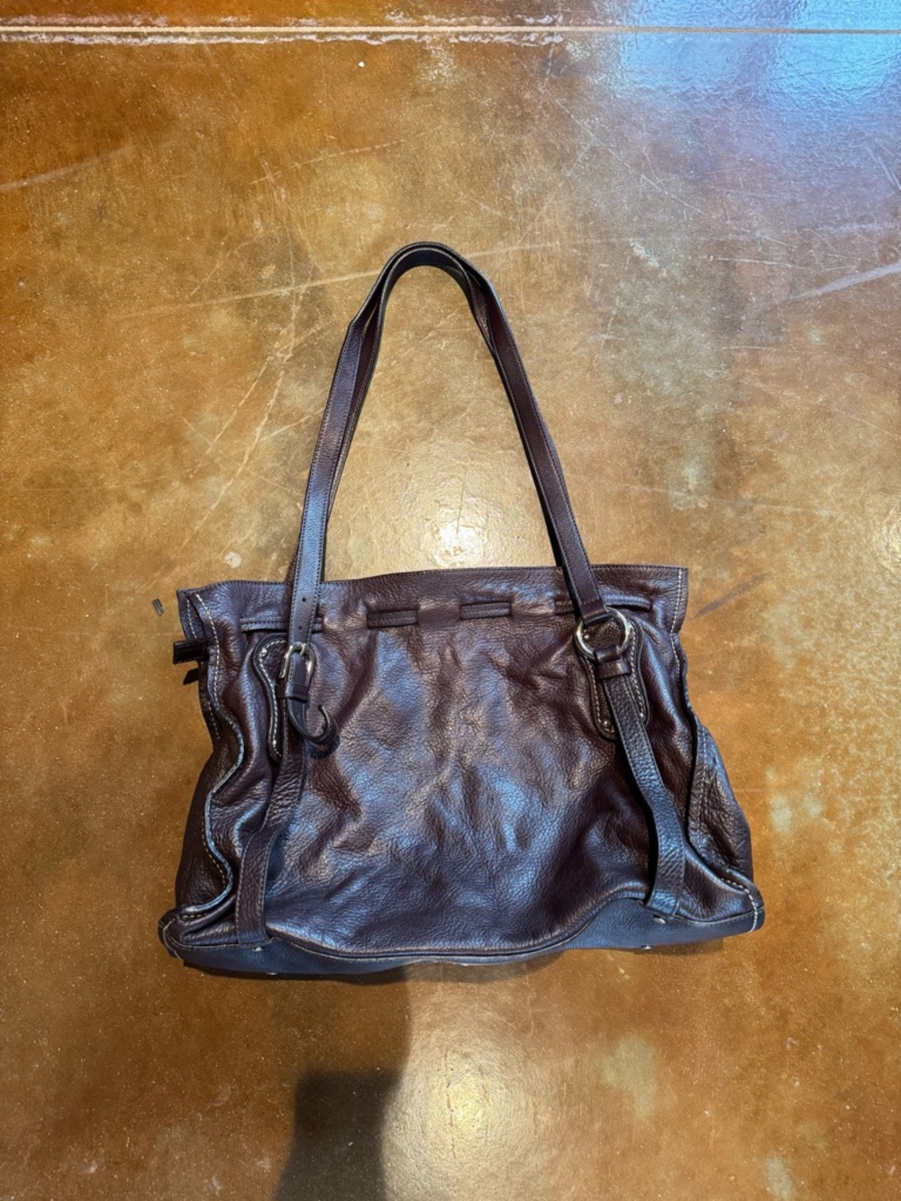 Classic Brown Leather Tote Handbag